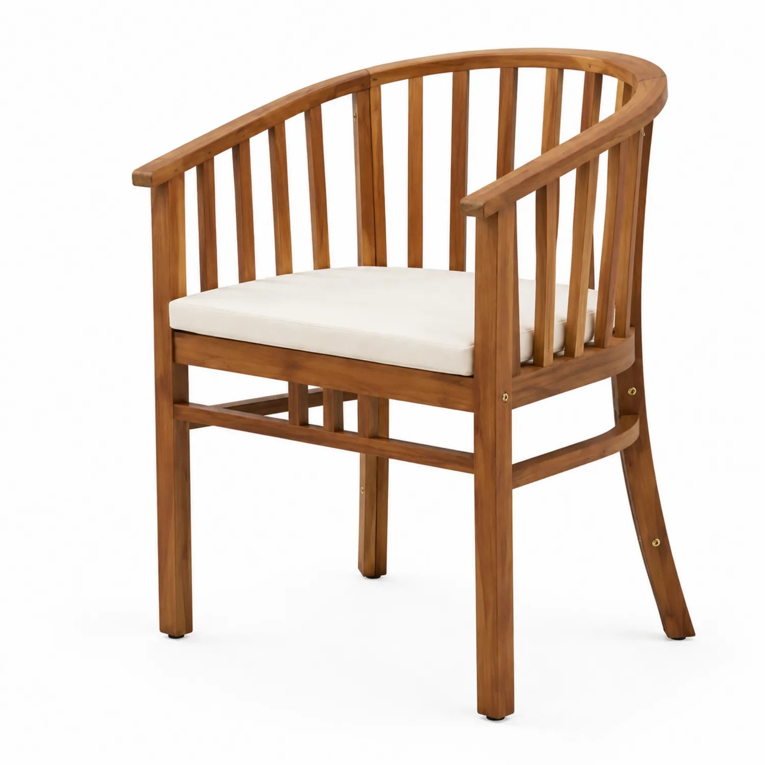 Sedia da esterno in legno con cuscino crema