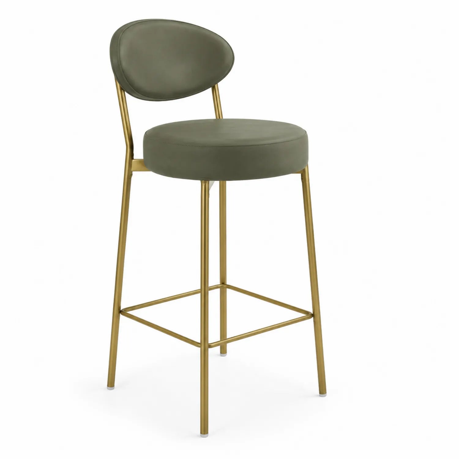Sgabello in Metallo con Rivestimento in Pelle PU Verde