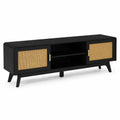 Mobile TV in legno e rattan nero 150x40x50 cm