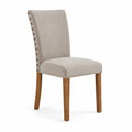 Sedia da pranzo in tessuto con gambe in legno di rovere