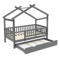 Letto a forma di casetta in legno grigio con cassetto 160x80 cm