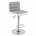 Sgabello da Bar in Ecopelle Grigio Bianco con Struttura in Acciaio