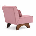 Poltrona in Tessuto a Coste Rosa con Base in Legno