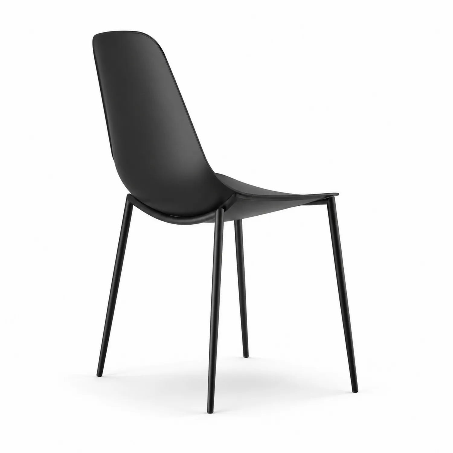 Sedia nera in plastica e metallo, altezza 85 cm