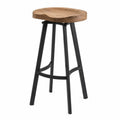 Sgabello da Bar in Legno Massello e Metallo Nero H 75 cm