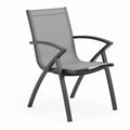Sedia in Alluminio e Tessuto Sintetico Nero e Grigio 85cm