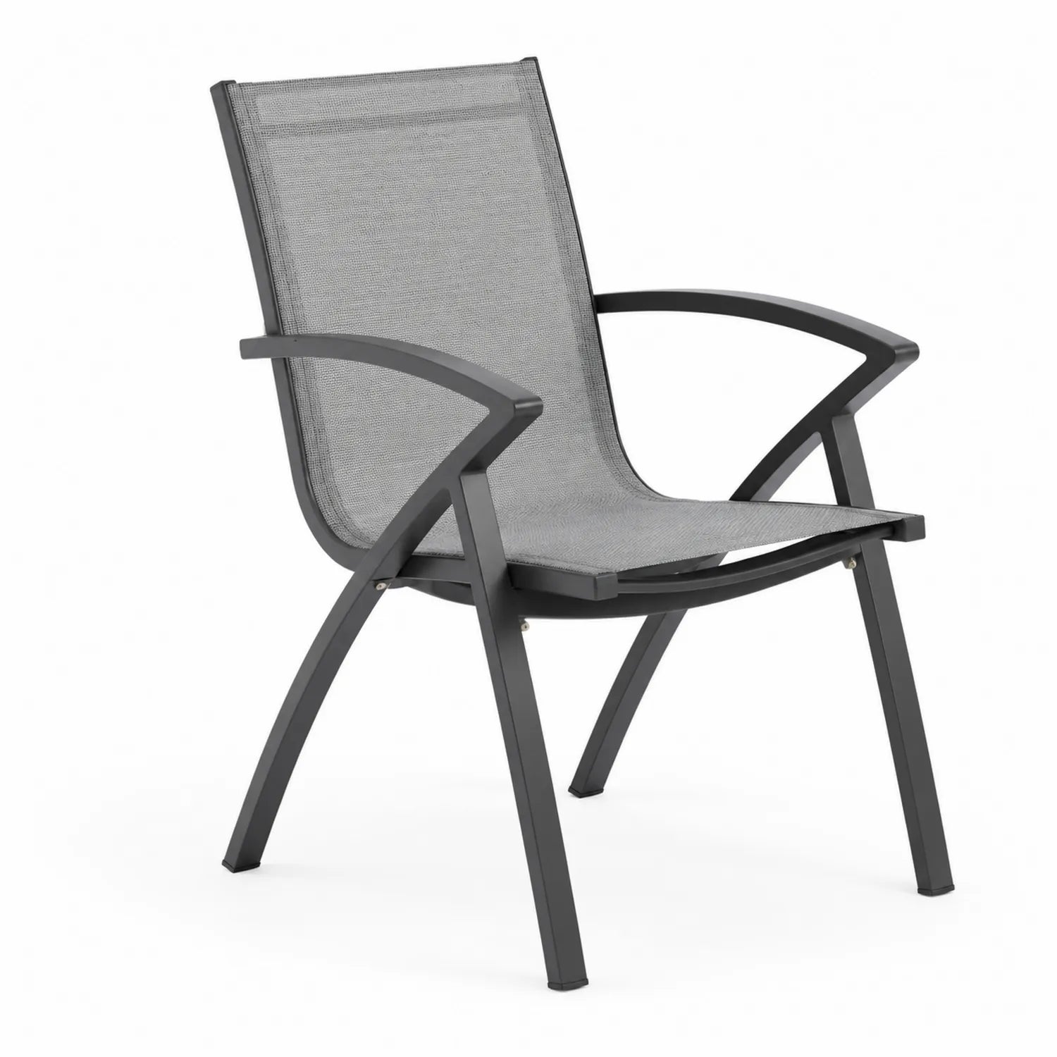 Sedia in Alluminio e Tessuto Sintetico Nero e Grigio 85cm