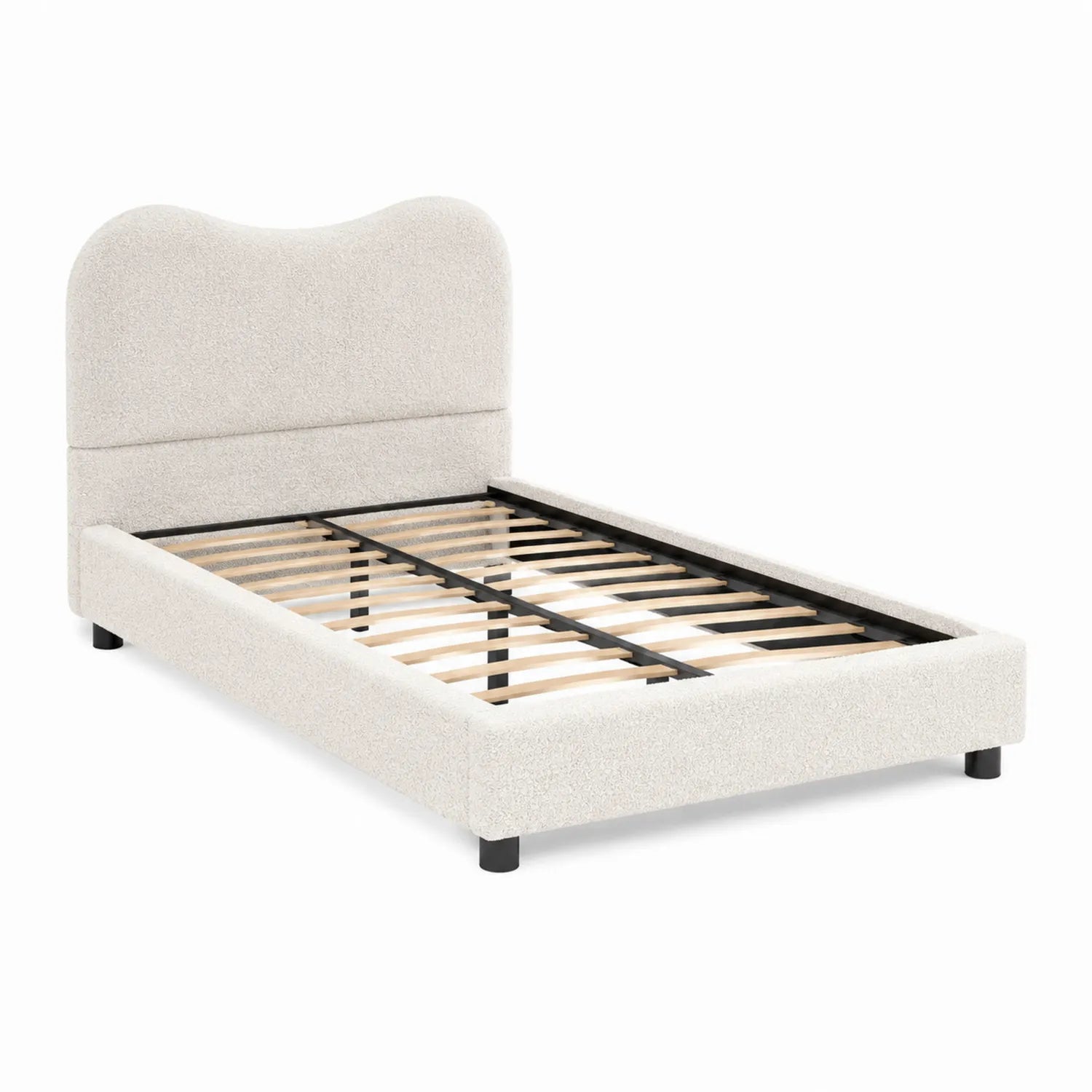 Letto Singolo in Tessuto Poliestere Bianco 200x90 cm