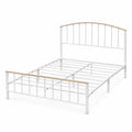 Letto Matrimoniale in Metallo Bianco e Legno Chiaro 160x200 cm