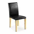 Sedia in pelle nera con gambe in metallo dorato 45x55x90 cm