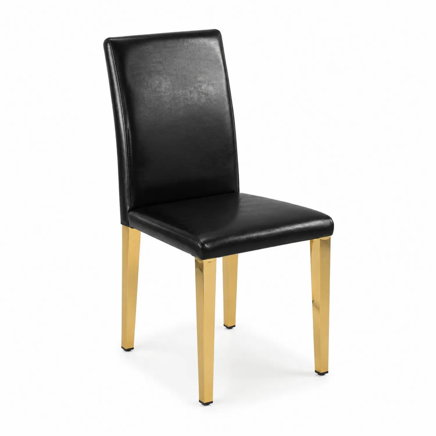 Sedia in pelle nera con gambe in metallo dorato 45x55x90 cm