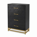 Cassettiera in MDF nera con maniglie in metallo