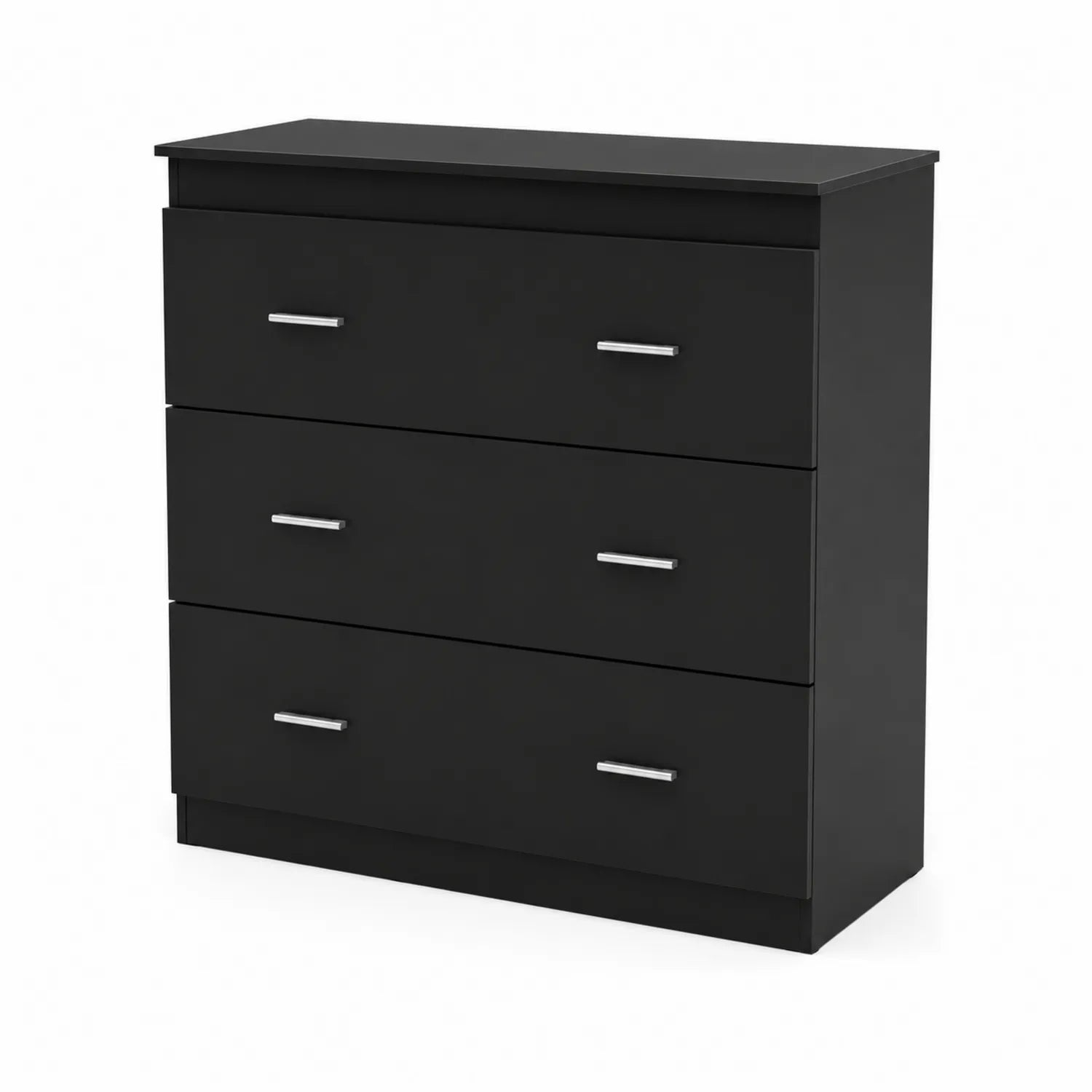 Cassettiera a 3 Cassetti in Legno Composito Nera 80x40x90 cm