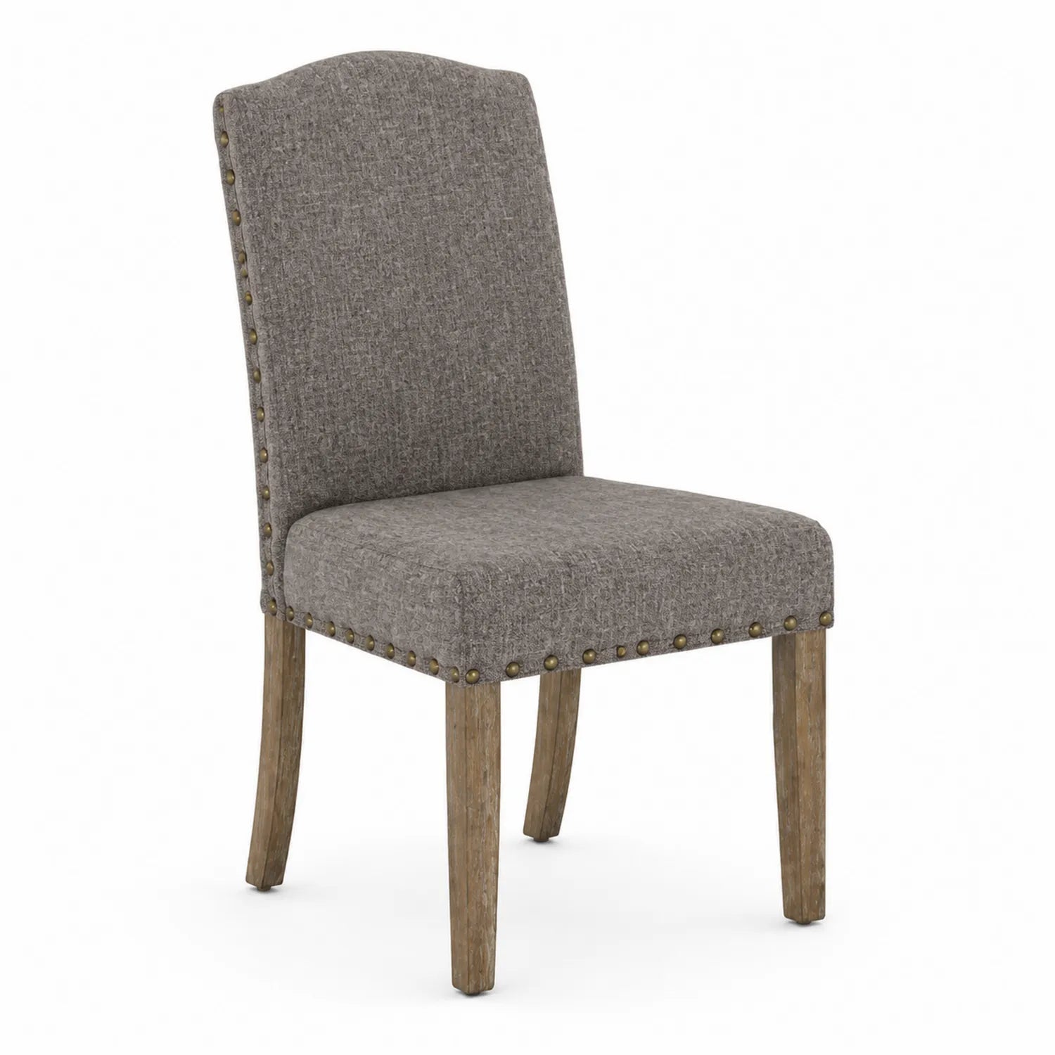 Sedia da pranzo in tessuto grigio con gambe in legno