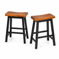 Set di 2 sgabelli in legno con base in metallo nero