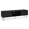 Mobile TV in MDF nero con gambe in metallo