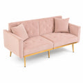 Divano in Velluto Rosa con Gambe in Metallo