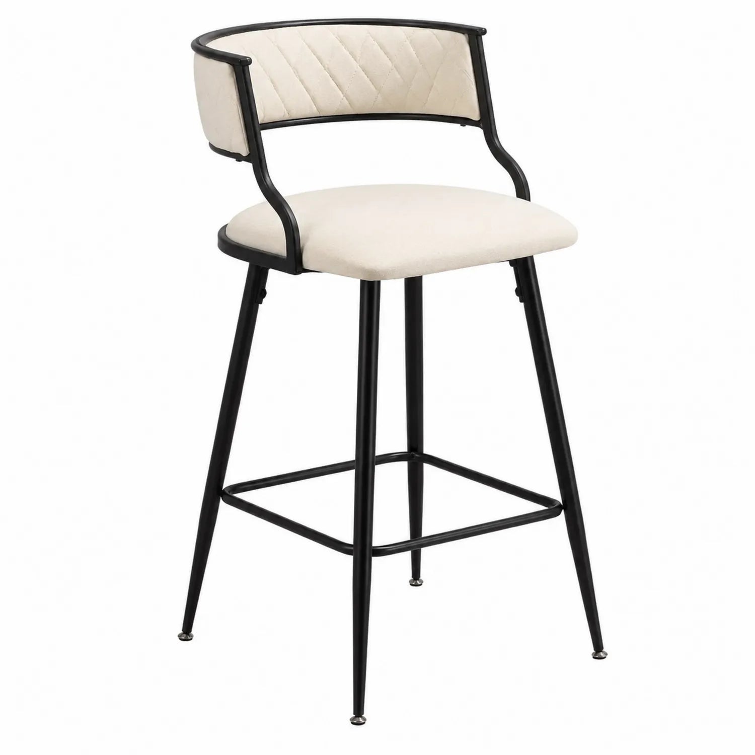 Sgabello da bar nero con tessuto poliestere crema