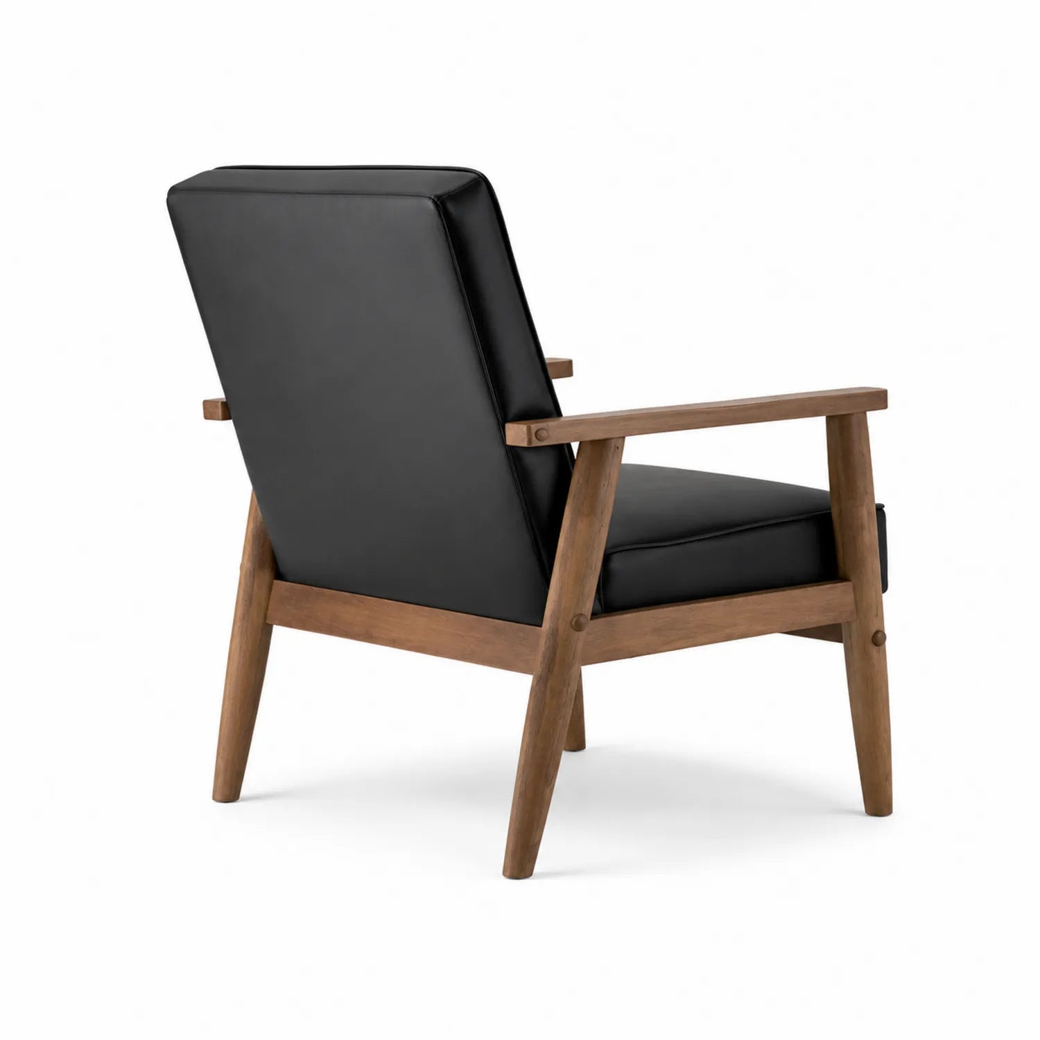 Poltrona in Legno con Rivestimento in Pelle PU Nera