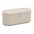 Pouf contenitore ovale in tessuto poliestere beige