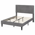 Letto matrimoniale in legno e tessuto grigio