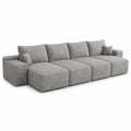 Divano modulare in tessuto corduroy grigio con cuscini