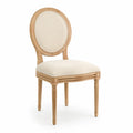 Sedia da pranzo in legno massello con imbottitura in tessuto beige