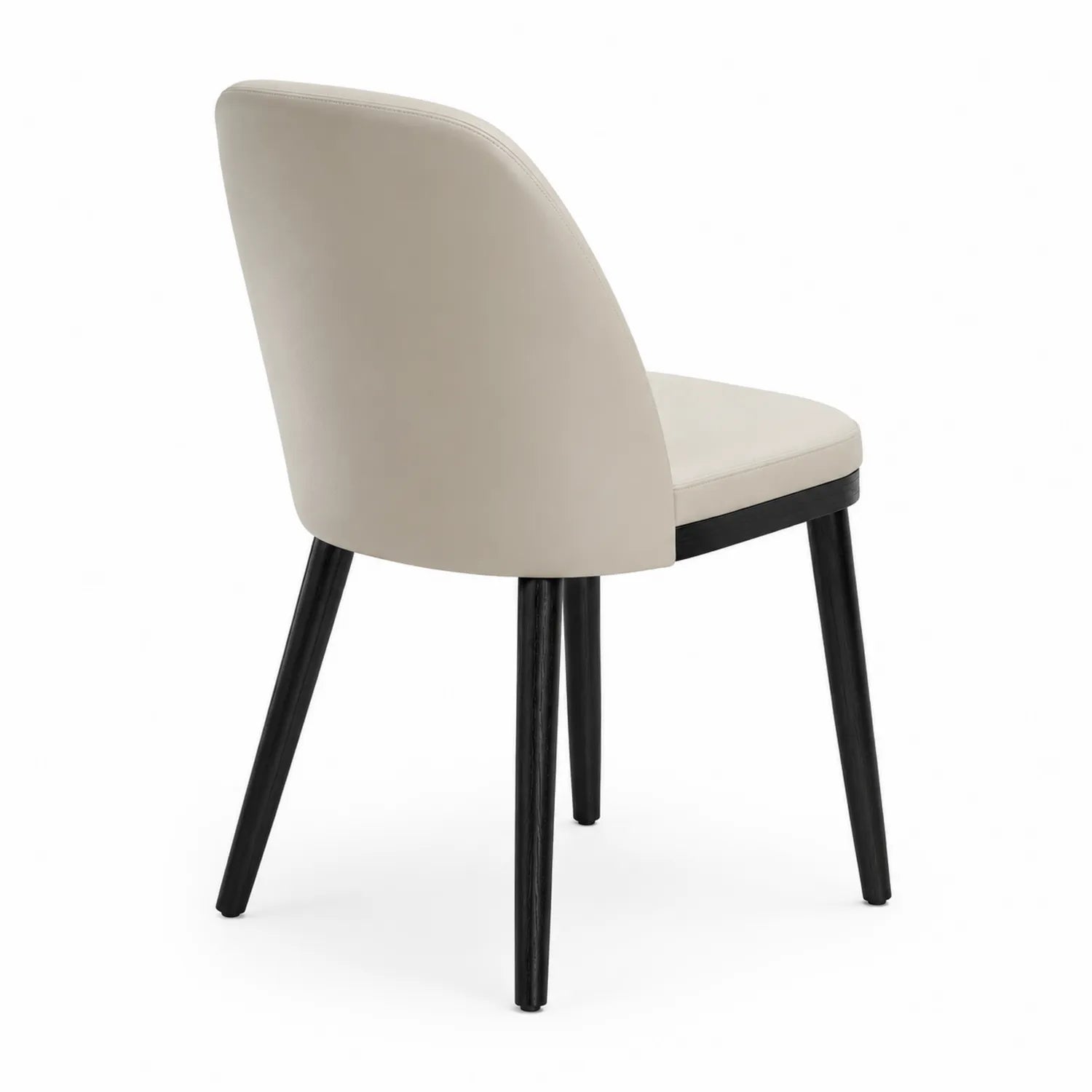 Sedia in Pelle Sintetica Beige con Gambe in Legno Nero