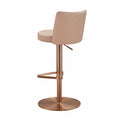 Sgabello da bar in metallo bronzo e pelle sintetica beige regolabile
