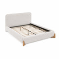 Letto in Tessuto Beige con Struttura in Legno Massello 208x160 cm