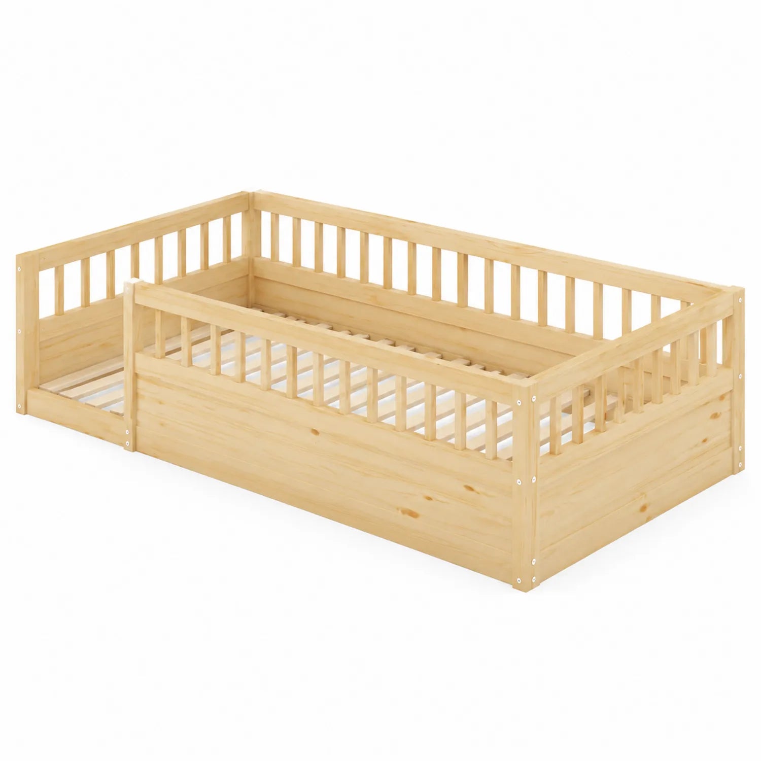 Letto per Bambini in Legno di Pino Naturale 200x90 cm