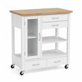 Carrello da Cucina in Legno di Pino e MDF con Ruote
