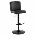 Sgabello in pelle sintetica nera con base in metallo