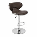 Sgabello da Bar in Pelle Sintetica Marrone con Base in Acciaio