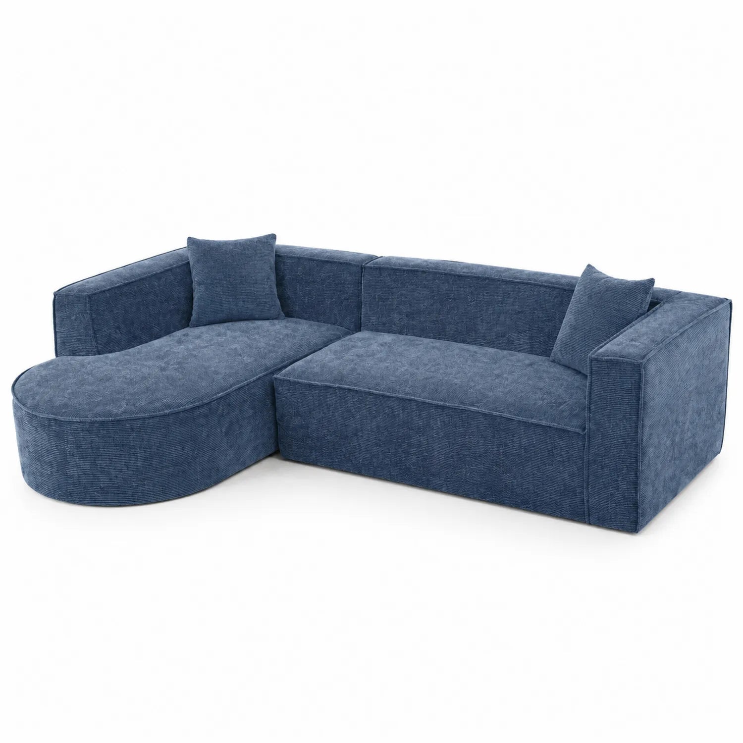 Divano angolare in tessuto con chaise longue