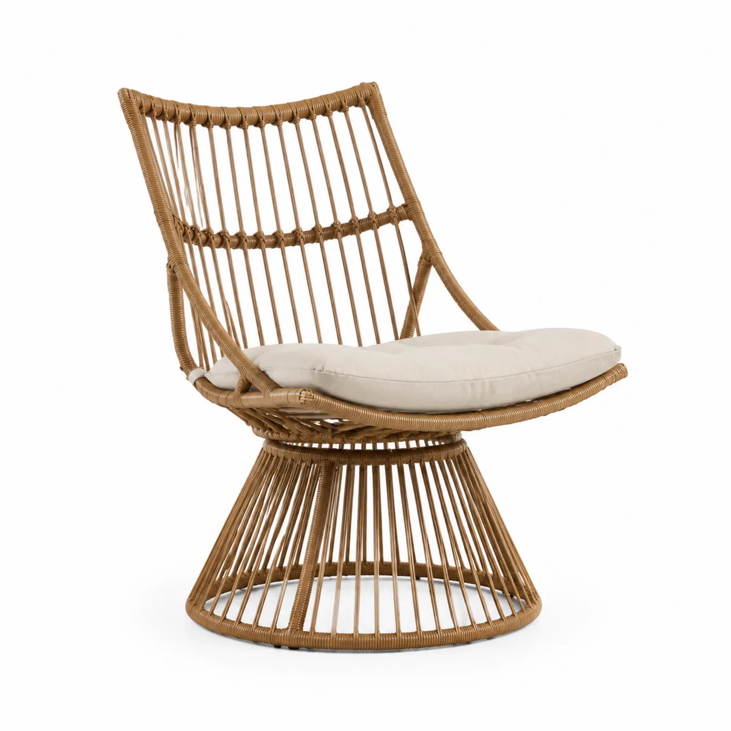 Sedia in Rattan con Cuscino Beige