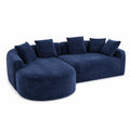 Divano angolare modulare in lana blu con cuscini