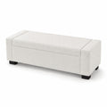 Panca contenitore rettangolare in tessuto bouclé bianco 120 cm