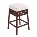 Sgabello Bar Rattan con Seduta in Poliestere Beige