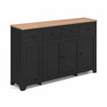 Credenza in MDF con piano in legno massello Nero e Naturale