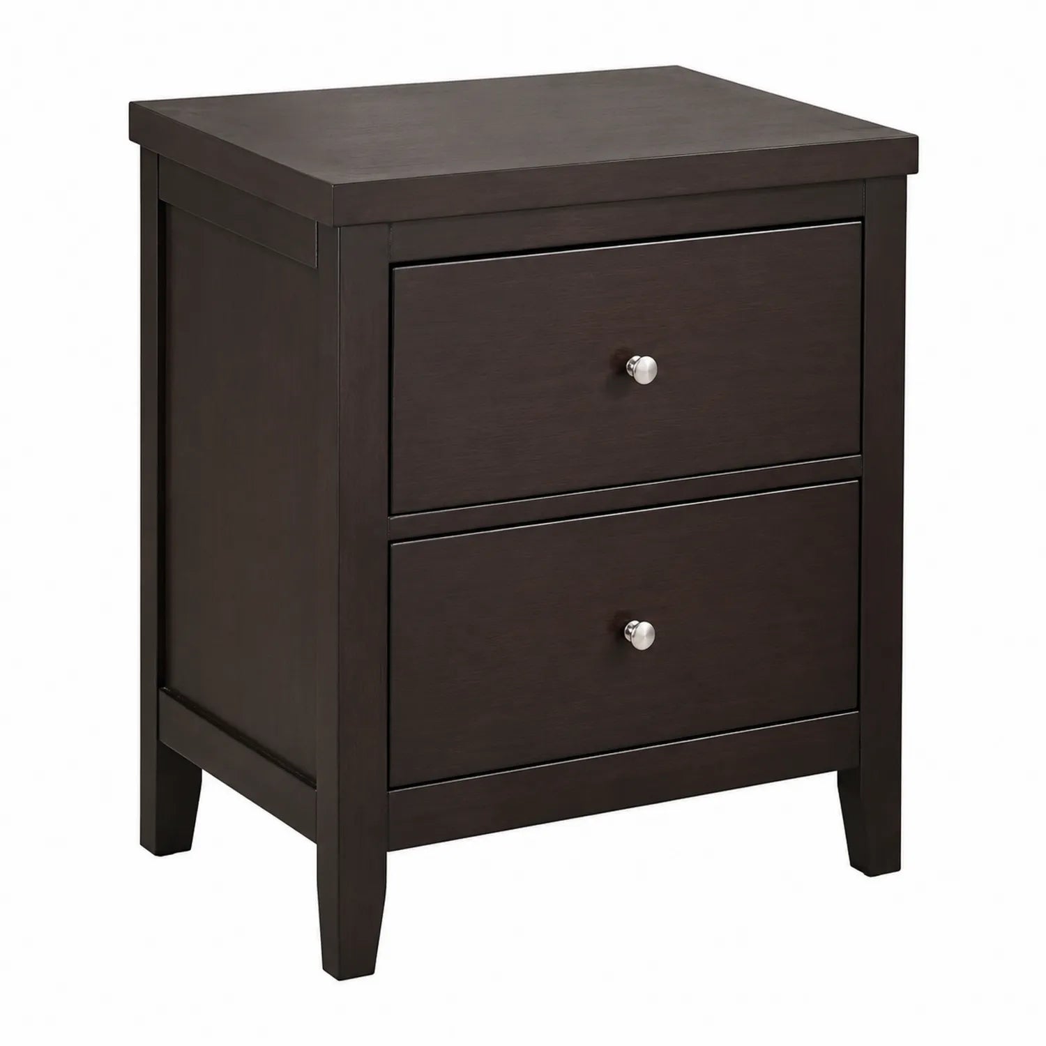Comodino a 2 cassetti in legno Marrone Scuro