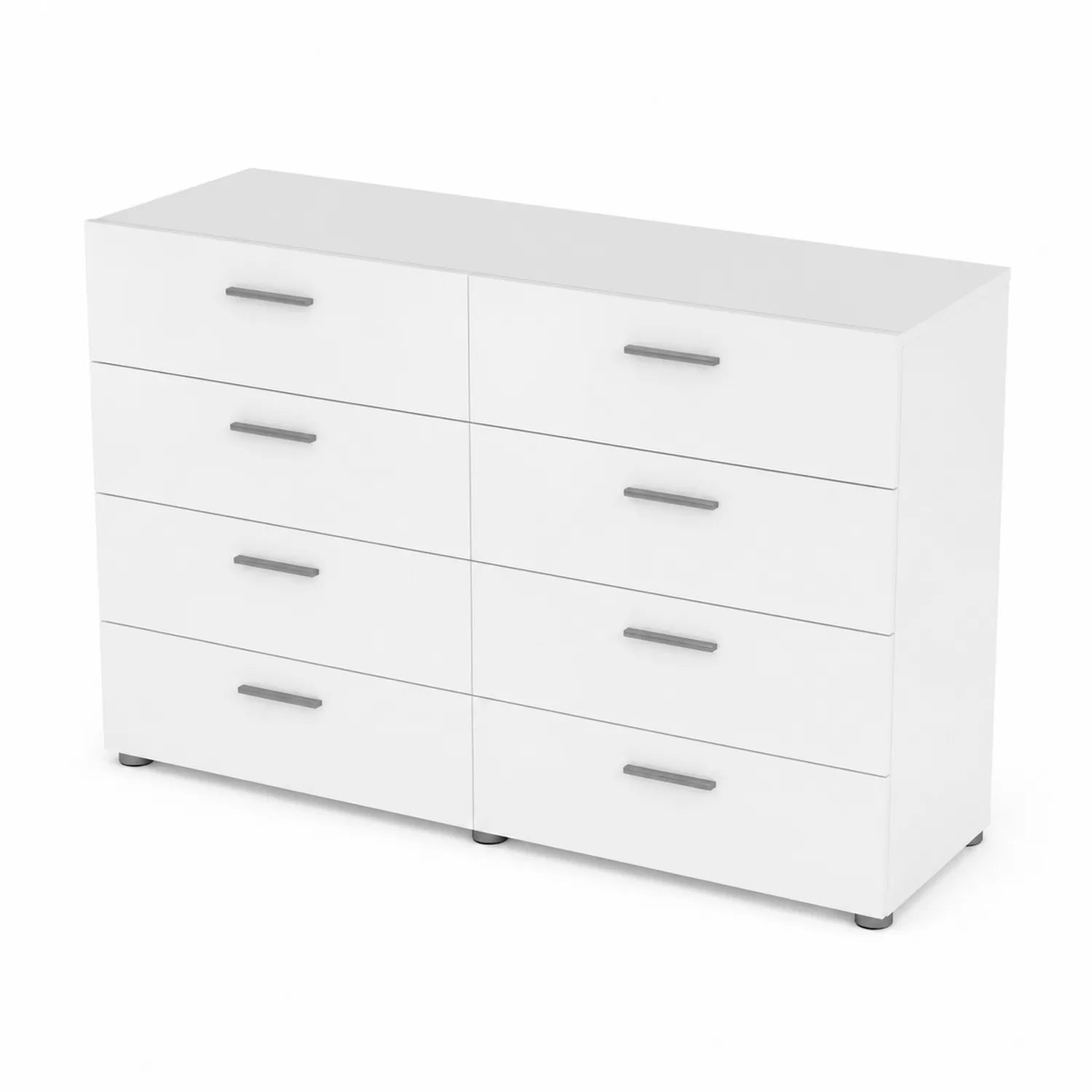 Cassettiera 8 cassetti in legno composito bianco 120x40x70cm