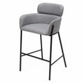 Sgabello in tessuto grigio con struttura in metallo nero