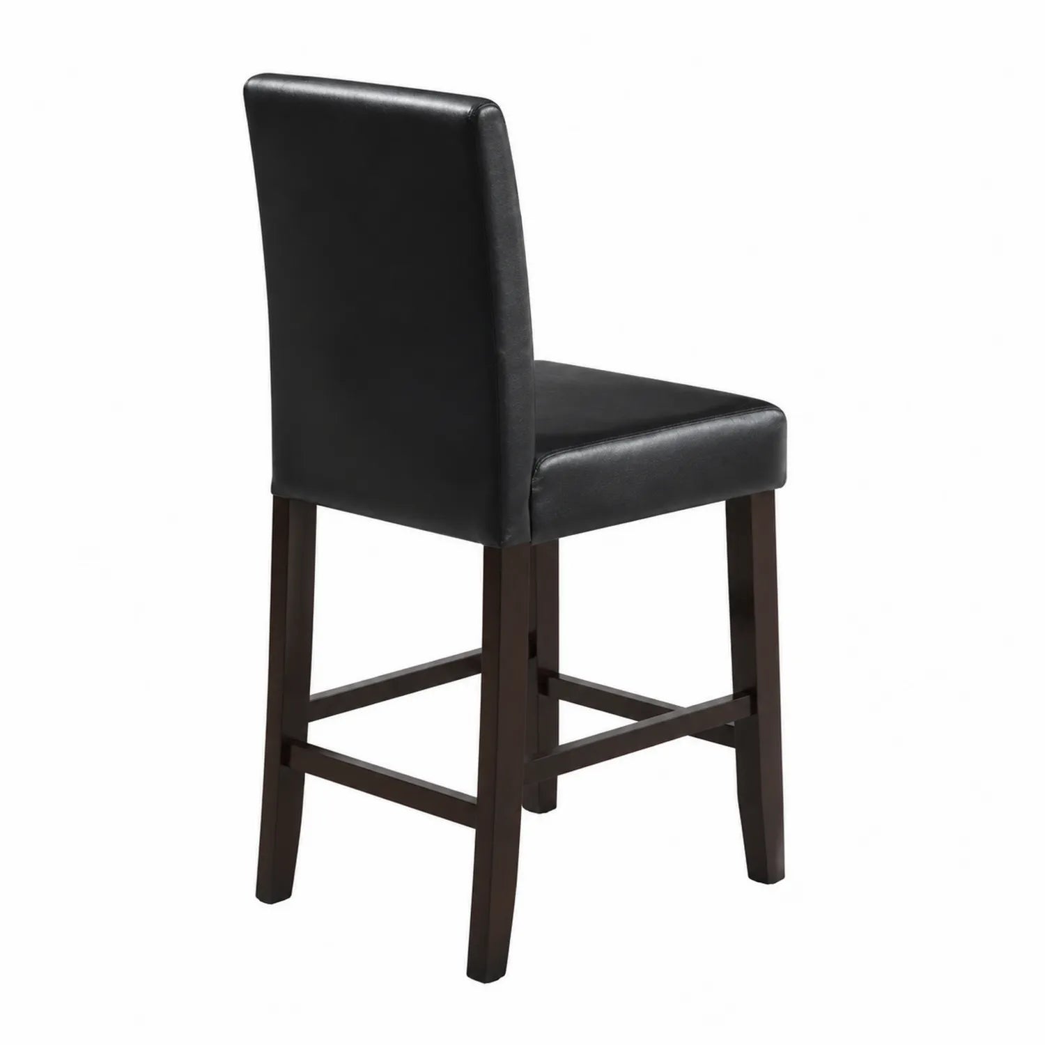 Sgabello da bar in pelle sintetica Nero con struttura in legno massello