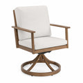 Sedia girevole in legno e tessuto beige