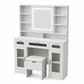 Tavolo da toeletta con specchio a LED in legno composito e vetro